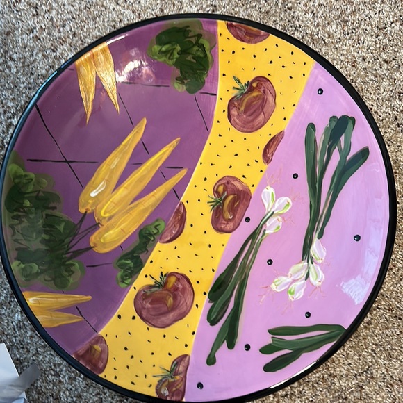 RARE and DISCONTINUED - Droll Designs Large 17" Round Colorful Fruit Pattern - Picture 2 of 4